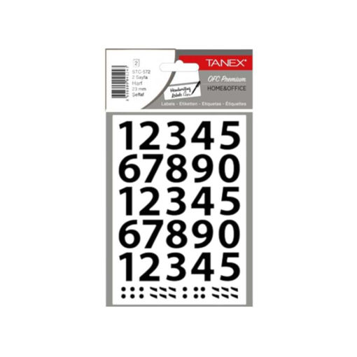 Picture of TANEX BOLD NUMBERS 0-9 23MM STICKERS 2 SHEETS